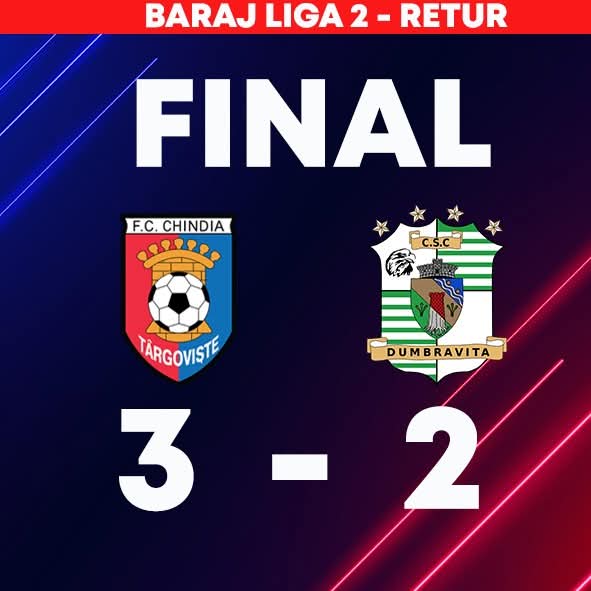 Chindia Târgoviște a obținut o victorie dramatică și rămâne în Liga a II-a