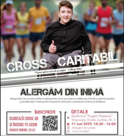 Târgoviște se mobilizează pentru o cauză nobilă: Crosul Caritabil „Alergăm din Inimă” pentru Radu Mihai-Andrei Târgoviște se mobilizează pentru o cauză nobilă: Crosul Caritabil „Alergăm din Inimă” pentru Radu Mihai-Andrei