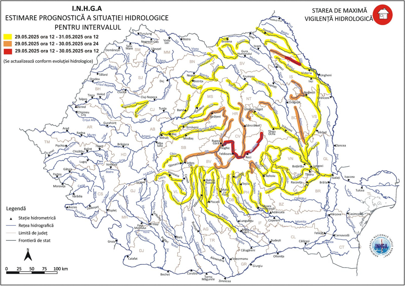 Dublă atenționare COD GALBEN în Dâmbovița: Vreme severă și risc de inundații