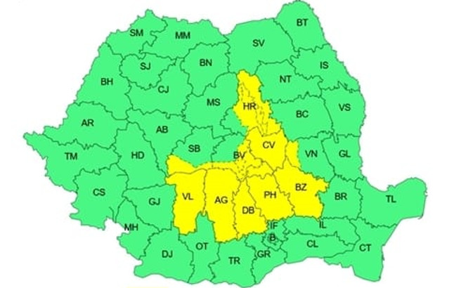 Dublă atenționare COD GALBEN în Dâmbovița: Vreme severă și risc de inundații