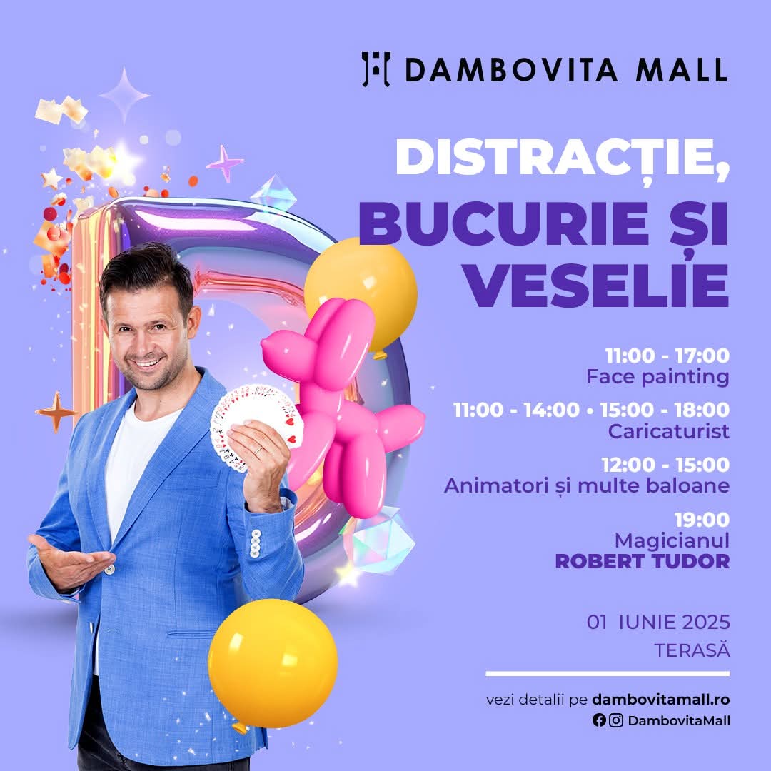 Magicianul Robert Tudor aduce distracție și zâmbete de 1 iunie la Târgoviște