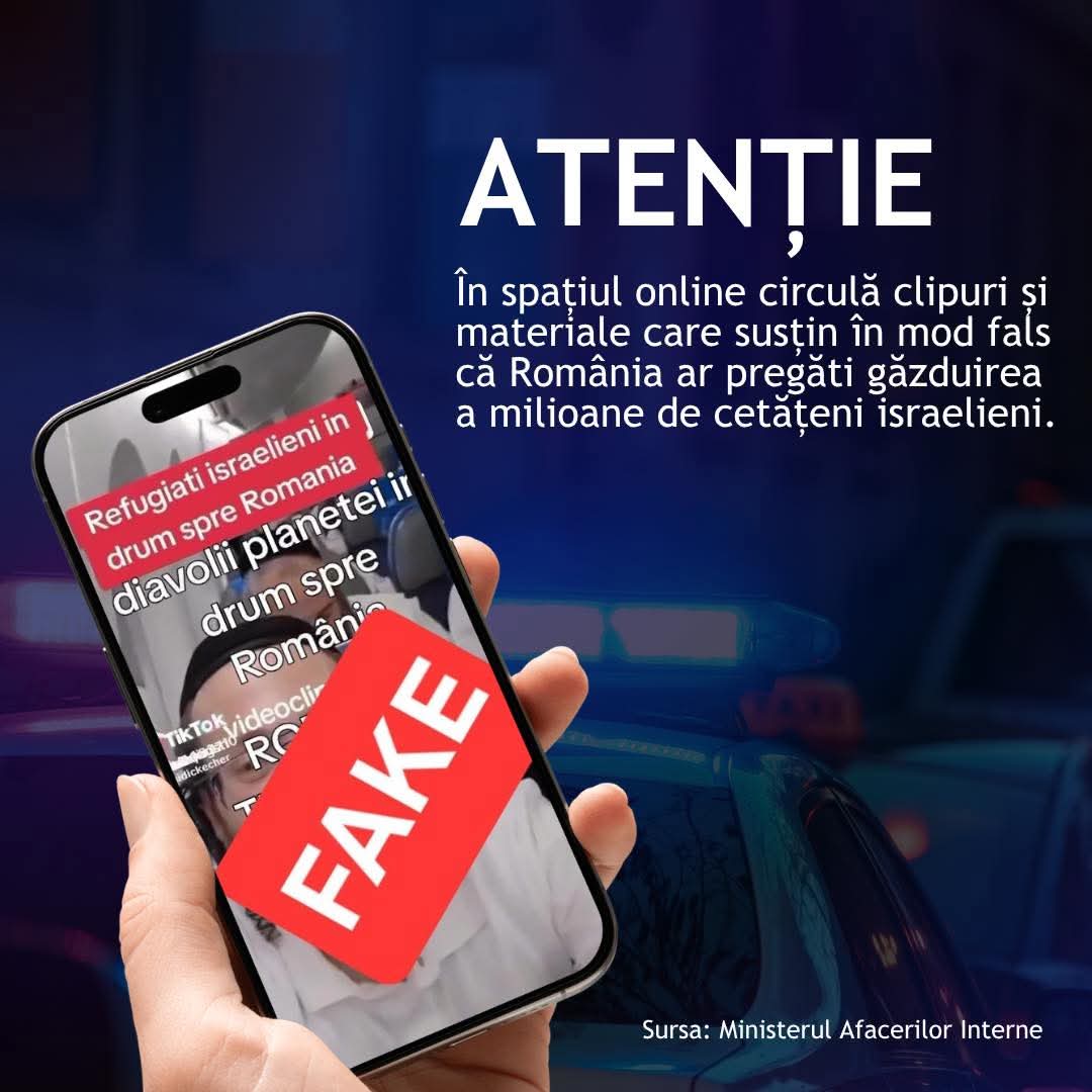Atenție la dezinformare: România NU găzduiește milioane de cetățeni israelieni