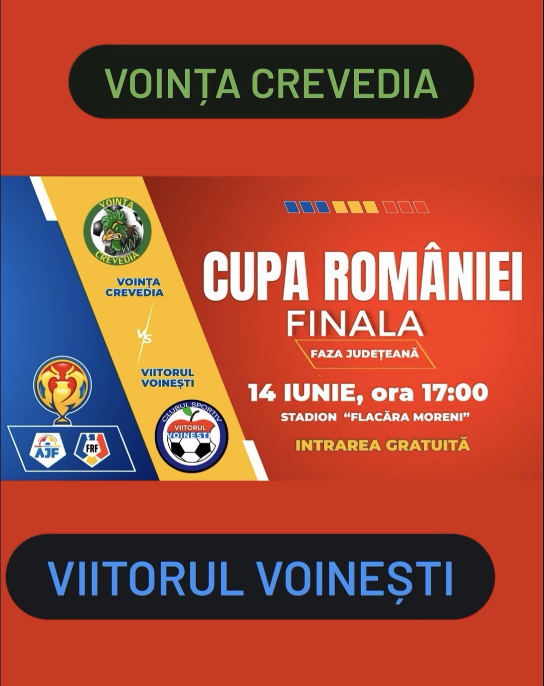 Finală de vis în Cupa României – Dâmbovița: Voința Crevedia și Viitorul Voinești se luptă pentru trofeu