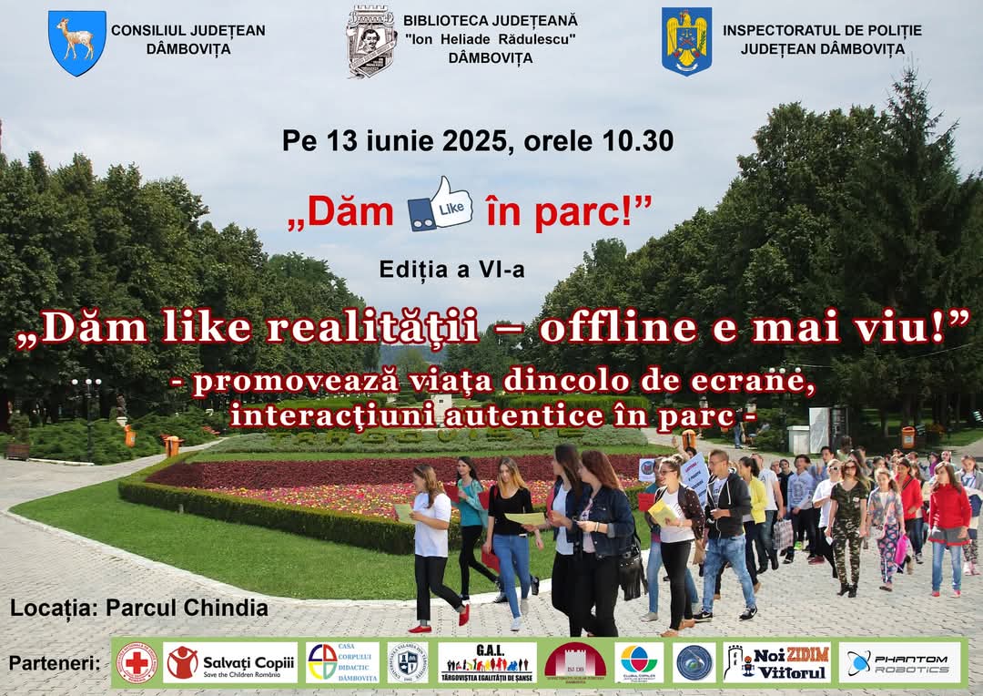Târgoviște promovează conexiunile reale: „Dăm like în parc!” – ediția a VI-a