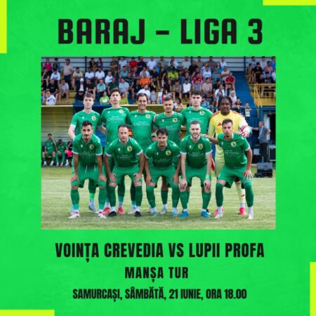 Voința Crevedia, la un pas de Liga 3: Meci crucial în barajul de promovare Voința Crevedia, la un pas de Liga 3: Meci crucial în barajul de promovare