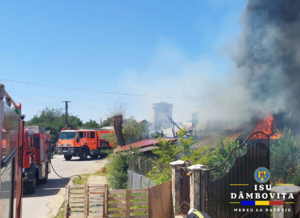 Incendiu violent la un magazin din Potlogi Incendiu violent la un magazin din Potlogi