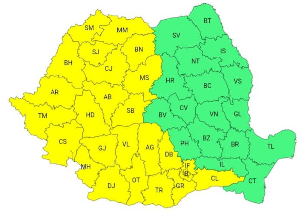 COD GALBEN de CANICULĂ în județul Dâmbovița, temperaturi de până la 37°C și disconfort termic accentuat astăzi, 15 august