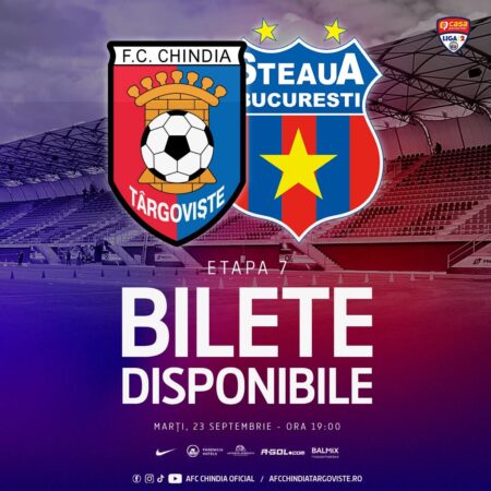 Chindia Târgoviște joacă acasă cu CSA Steaua, stadionul așteaptă suporterii!
