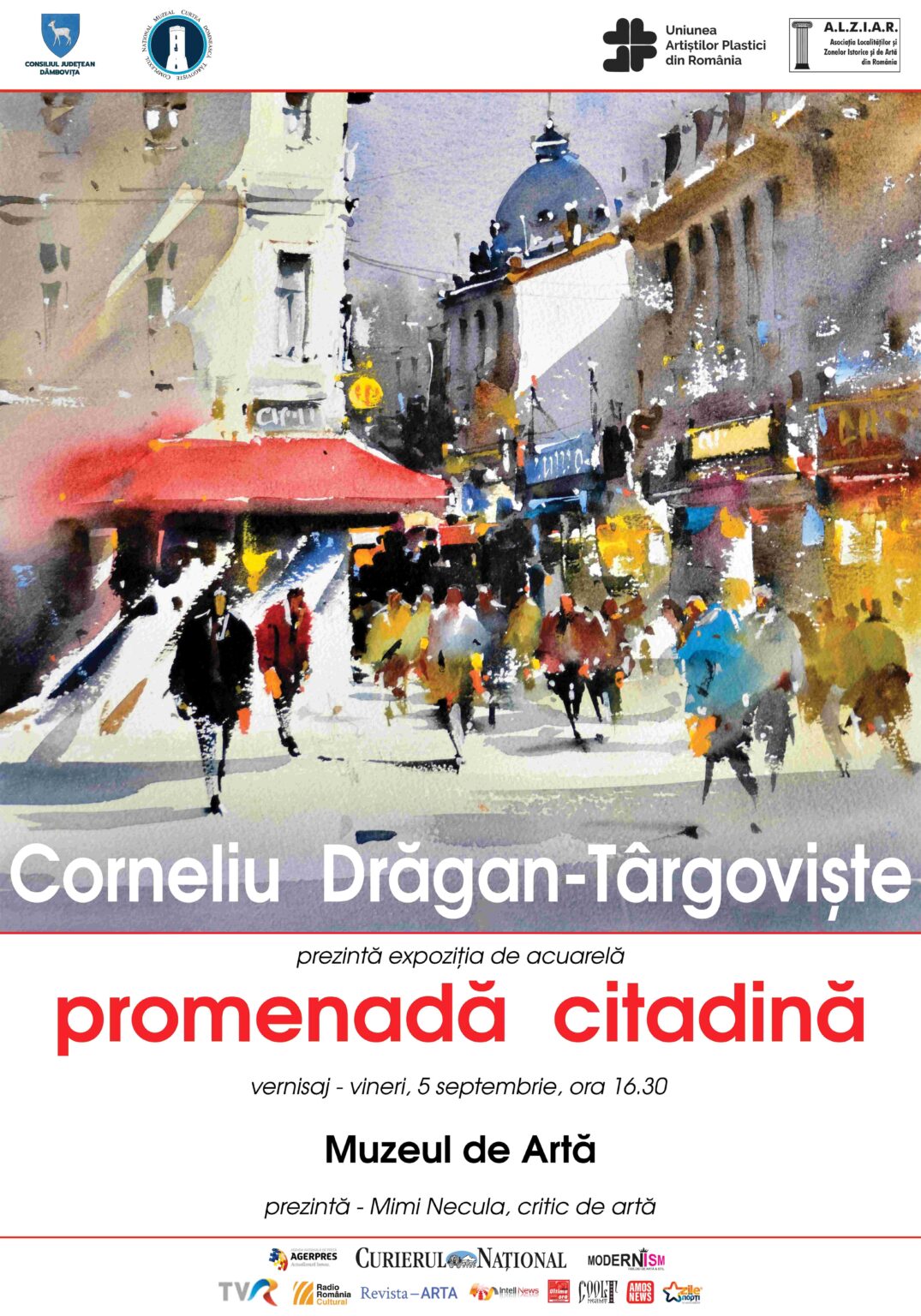 Expoziție de acuarelă „Promenadă citadină” a artistului Corneliu Drăgan-Târgoviște, la Muzeul de Artă din Târgoviște