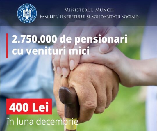 PSD: Pensionarii cu venituri mici primesc 400 de lei înainte de Crăciun PSD: Pensionarii cu venituri mici primesc 400 de lei înainte de Crăciun