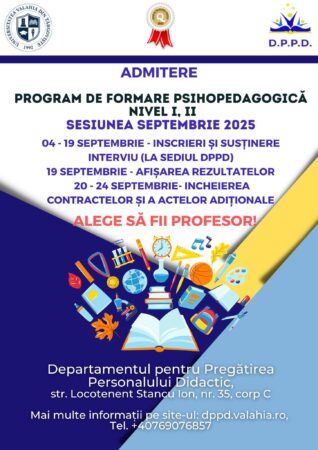 Universitatea „Valahia” din Târgoviște a deschis înscrierile la programul de formare pentru viitori profesori Universitatea „Valahia” din Târgoviște a deschis înscrierile la programul de formare pentru viitori profesori