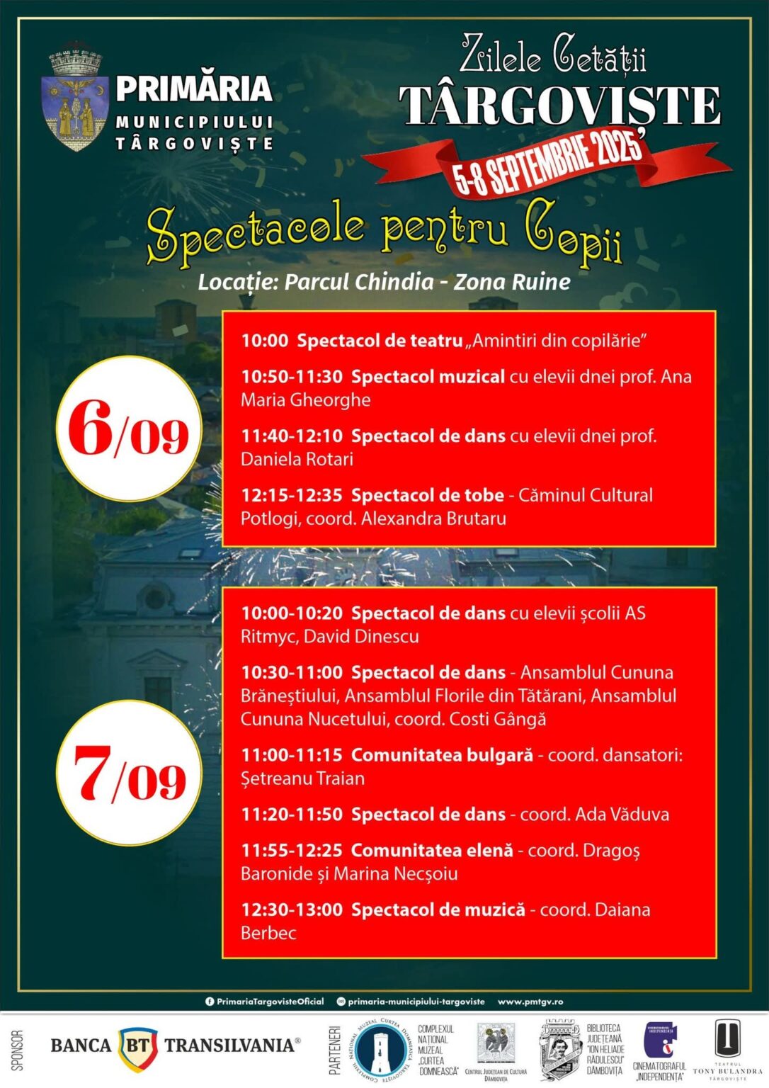 Magia copilăriei la Zilele Cetății Târgoviște 2025: Spectacole și surprize pentru cei mici în Parcul Chindia Magia copilăriei la Zilele Cetății Târgoviște 2025: Spectacole și surprize pentru cei mici în Parcul Chindia