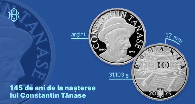 BNR a lansat o monedă aniversară din argint dedicată lui Constantin Tănase