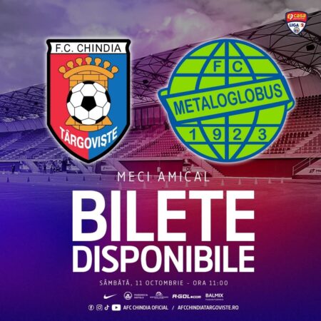 Bilete disponibile pentru amicalul Chindia Târgoviște – Metaloglobus