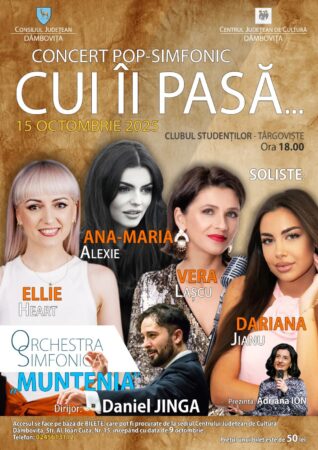 Concert pop-simfonic la Târgoviște: Orchestra „Muntenia” și patru soliste vă așteaptă pe 15 octombrie