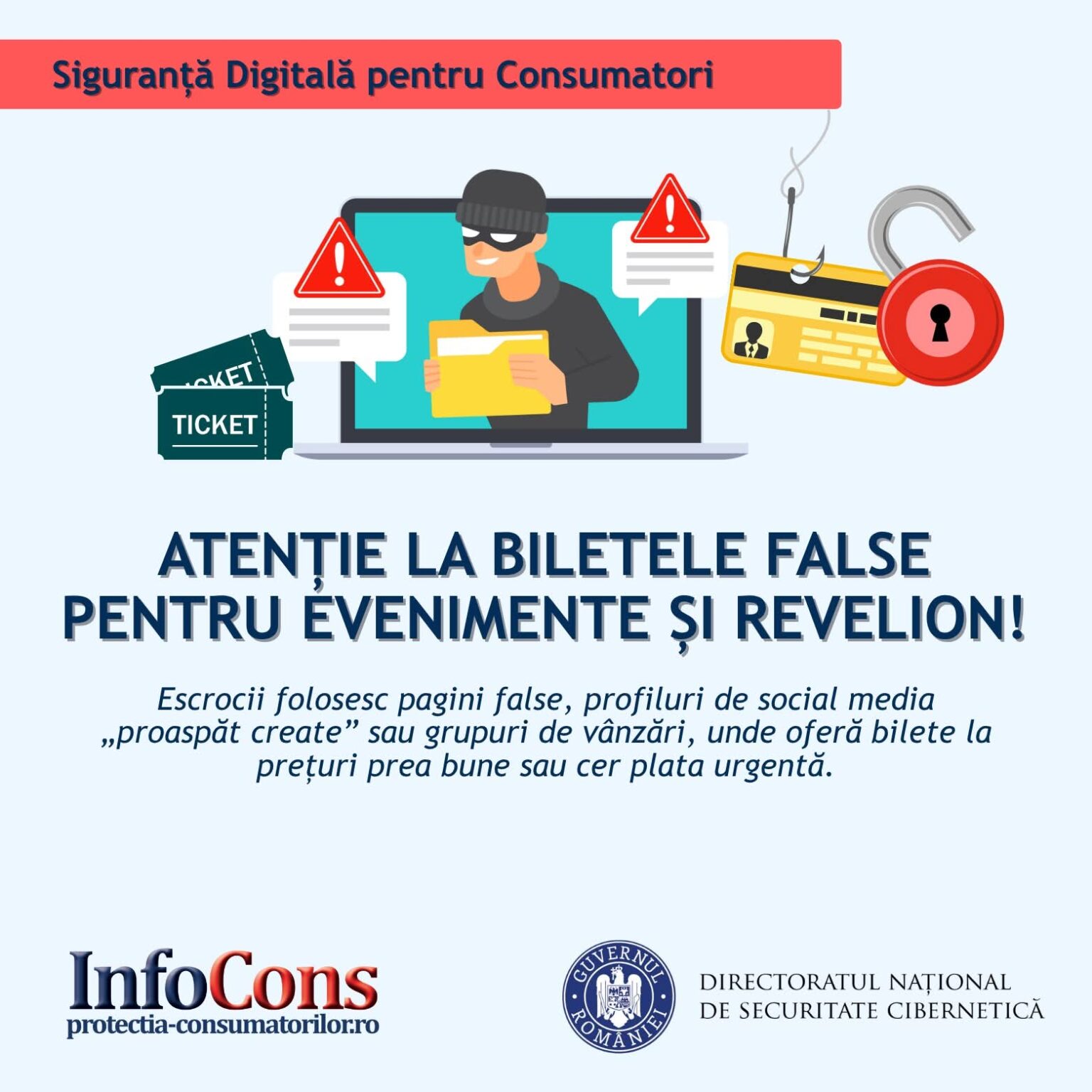 Atenție la biletele false pentru concerte și Revelion! InfoCons și DNSC avertizează consumatorii
