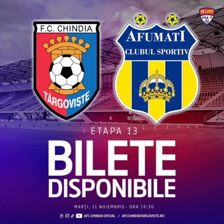 Chindia Târgoviște joacă în nocturnă cu CS Afumați: Hai la stadion! Chindia Târgoviște joacă în nocturnă cu CS Afumați: Hai la stadion!