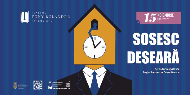 Teatrul Tony Bulandra prezintă „Sosesc deseară” – comedie savuroasă la Sala Mare Teatrul Tony Bulandra prezintă „Sosesc deseară” – comedie savuroasă la Sala Mare