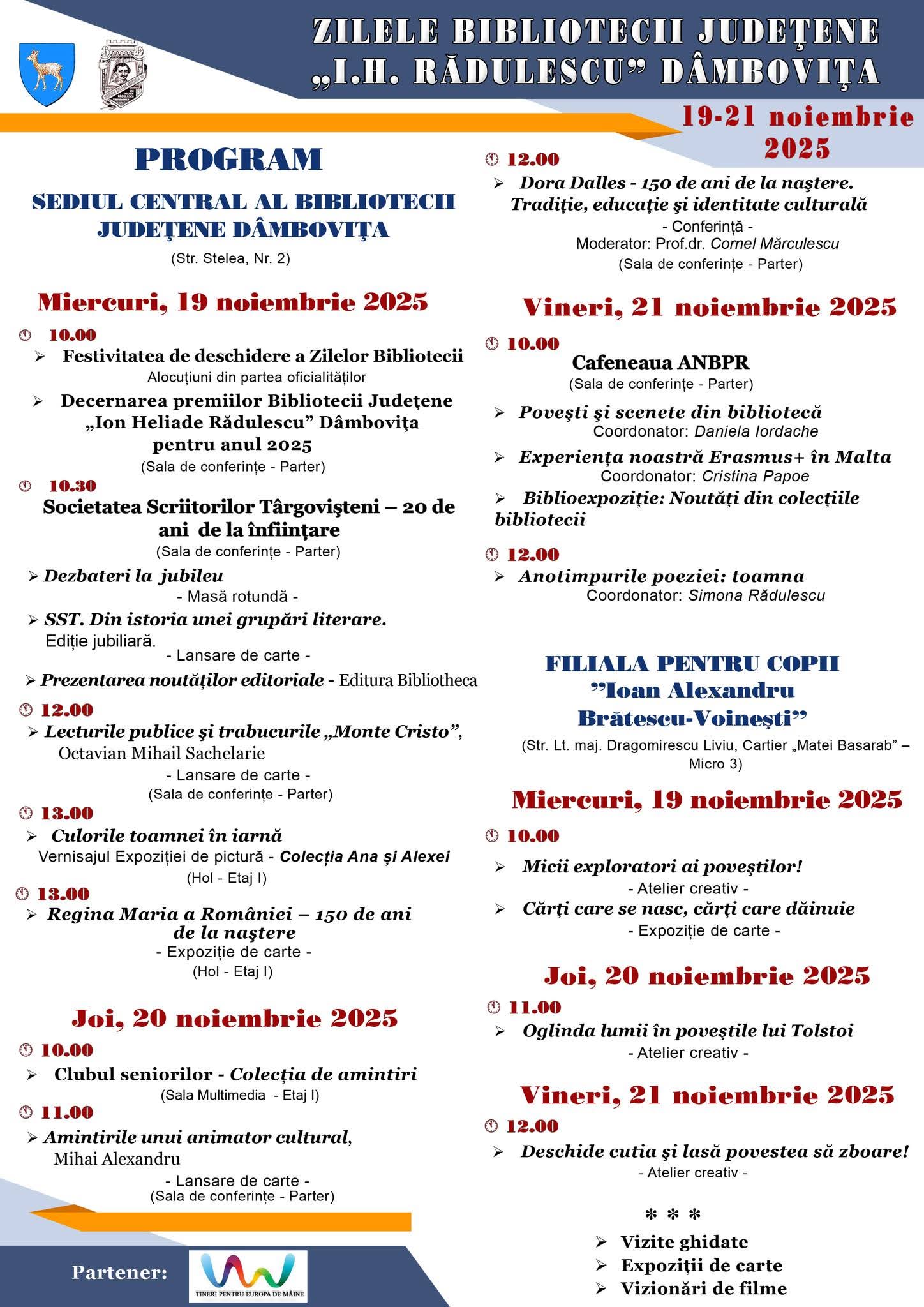 Zilele Bibliotecii Județene „I. H. Rădulescu” – trei zile dedicate culturii și lecturii în Dâmbovița