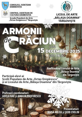 Spectacolul „Armonii de Crăciun” aduce magia sărbătorilor la Târgoviște, elevii a două instituții de prestigiu, pe aceeași scenă Spectacolul „Armonii de Crăciun” aduce magia sărbătorilor la Târgoviște, elevii a două instituții de prestigiu, pe aceeași scenă