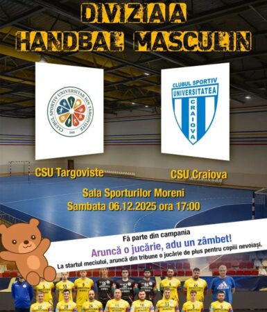 Handbal, emoție și fapte bune : CSU Târgoviște întâlnește CSU Craiova într-un meci cu suflet Handbal, emoție și fapte bune : CSU Târgoviște întâlnește CSU Craiova într-un meci cu suflet