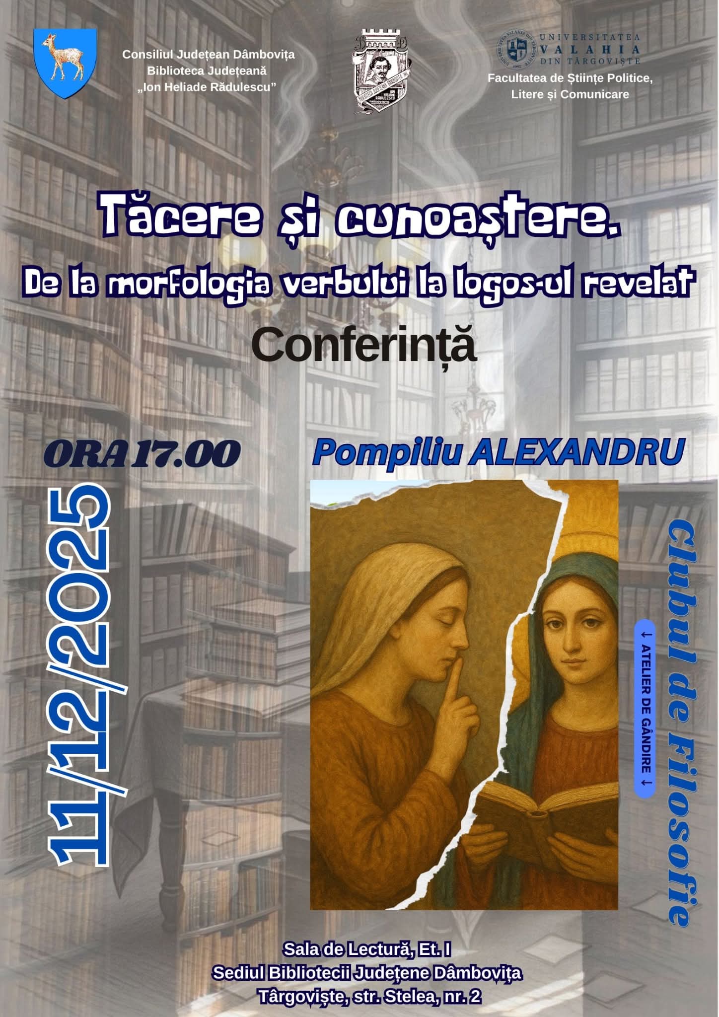 Întâlnire a Clubului de Filosofie la Biblioteca Județeană Dâmbovița