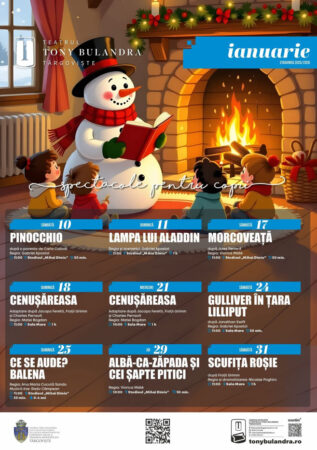 Spectacole pentru copii în ianuarie 2026 la Teatrul Tony Bulandra din Târgoviște