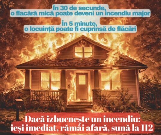 Atenție la incendii: Doar două minute pentru a te salva  din calea focului 