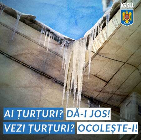 Atenție la țurțuri! Pericol de accidente în sezonul rece 