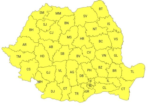 Cod galben de ger în județul Dâmbovița: temperaturi până la - 10 °C 