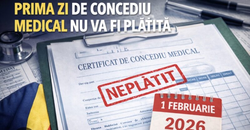 De la 1 februarie, prima zi de concediu medical nu se mai plătește: Angajații plătesc prețul bolii, statul controlează fiecare certificat