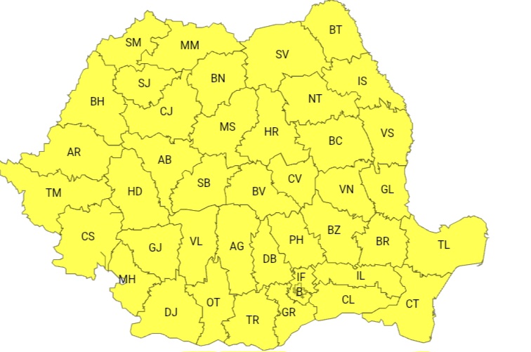 GER NĂPRASNIC ÎN JUDEȚUL DÂMBOVIȚA, MAI ALES ÎN ZONELE JOASE DE CÂMPIE: COD GALBEN EMIS DE ANM