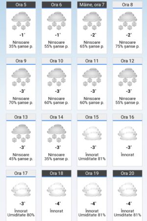 Informare meteo pentru județul Dâmbovița: Ger, lapoviță, ninsoare, polei și intensificări ale vântului