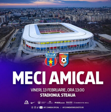Chindia Târgoviște joacă astăzi amical cu Steaua București, meci fără spectatori