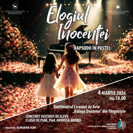 „Elogiul Inocenței – Rapsodii în Pastel” – o seară în care pianul va vorbi despre vis și emoție la Târgoviște 