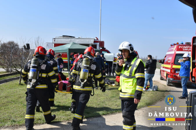 Exercițiu la limita realității: Explozie, incendiu și bagaj suspect, gestionate de ISU Dâmbovița