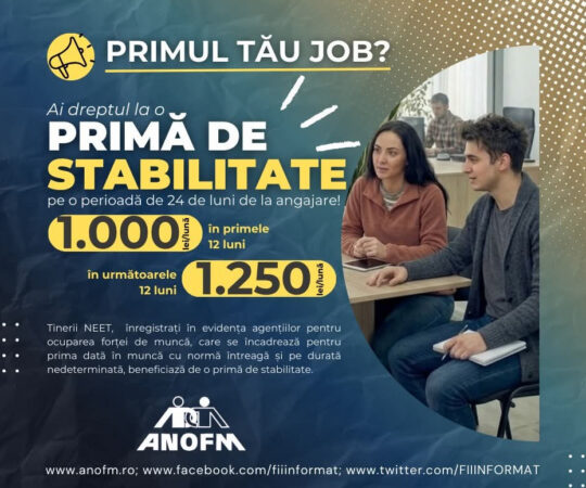 Sprijin financiar pentru tinerii care se angajează pentru prima dată