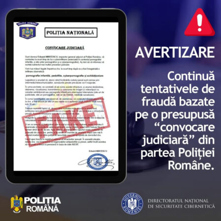  Avertisment privind noi tentative de fraudă online