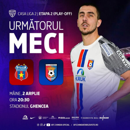 Chindia Târgoviște, gata de revanșă! Meciul cu Steaua se joacă in această seară la Ghencea
