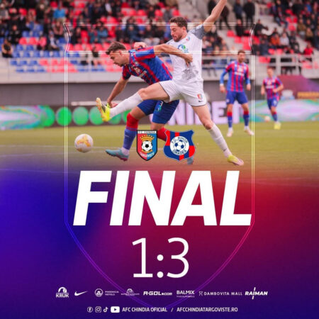 Înfrângere pentru Chindia Târgoviște și despărțire de antrenorul Ilie Poenaru