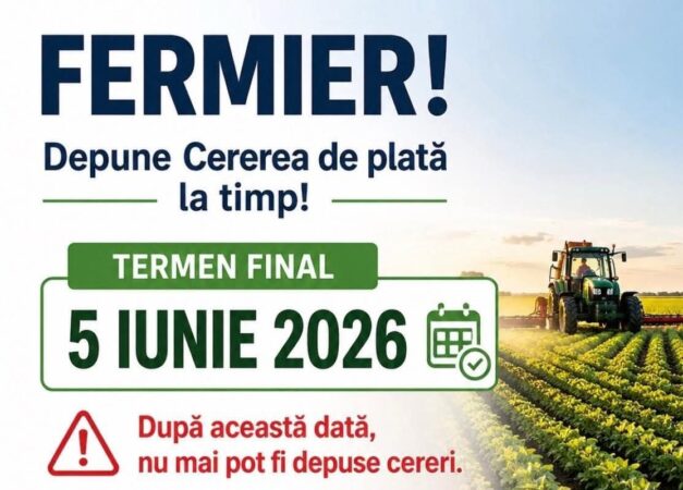 APIA: 5 iunie 2026, termen limită pentru depunerea cererilor de plată în campania agricolă APIA: 5 iunie 2026, termen limită pentru depunerea cererilor de plată în campania agricolă