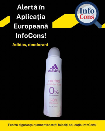 Alertă InfoCons: risc chimic identificat la un deodorant spray comercializat sub brandul Adidas
