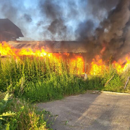 INCENDIU VIOLENT ÎN COMIȘANI: GARAJ ȘI ANEXĂ DISTRUSE, DOUĂ AUTOTURISME FĂCUTE SCRUM
