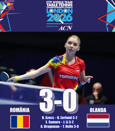 România, în primele 16 la Campionatul Mondial de tenis de masă după victoria clară cu Olanda