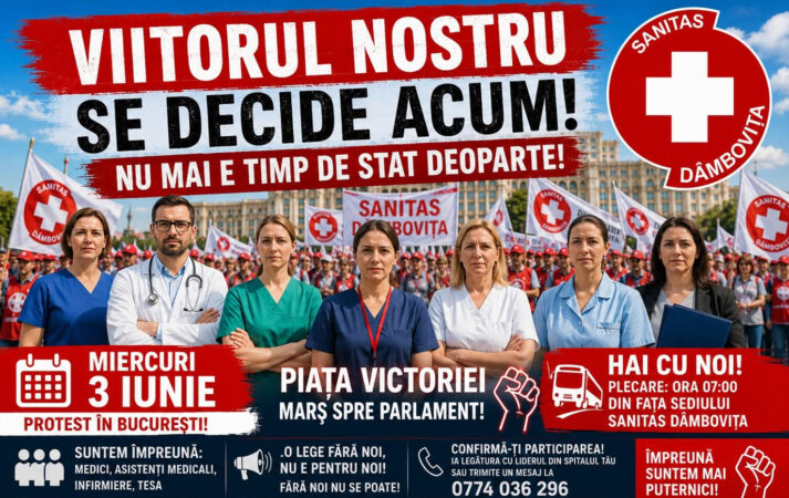 SANITAS DÂMBOVIȚA ANUNȚĂ PARTICIPAREA LA PROTEST NAȚIONAL ÎN BUCUREȘTI SANITAS DÂMBOVIȚA ANUNȚĂ PARTICIPAREA LA PROTEST NAȚIONAL ÎN BUCUREȘTI