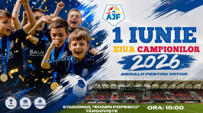  Târgoviște sărbătorește viitorul fotbalului: „1 Iunie – Ziua Campionilor” pe stadionul Eugen Popescu