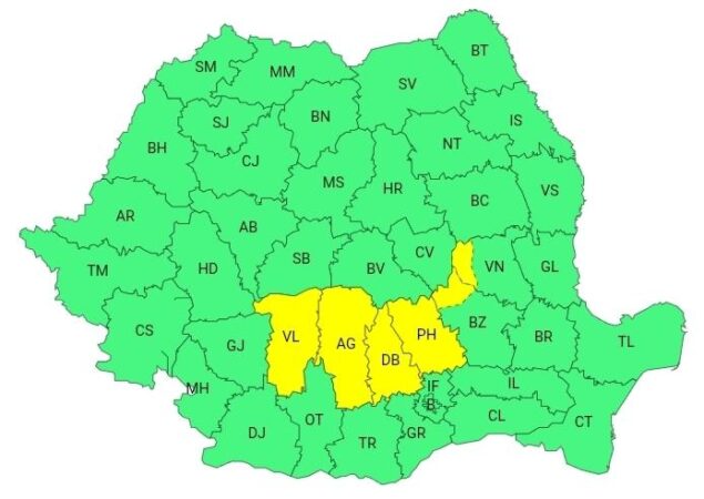 AUTORITĂȚILE ÎN ALERTĂ: COD GALBEN DE INSTABILITATE ATMOSFERICĂ ÎN DÂMBOVIȚA
