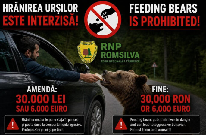 Amenzi de până la 30.000 de lei pentru cei care hrănesc urșii Amenzi de până la 30.000 de lei pentru cei care hrănesc urșii