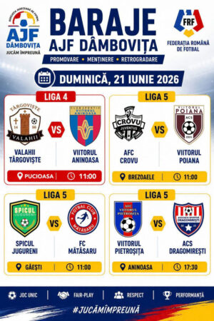 Dâmbovița se pregătește de un nou weekend plin de fotbal în Liga 4 și Liga 5! Dâmbovița se pregătește de un nou weekend plin de fotbal în Liga 4 și Liga 5!