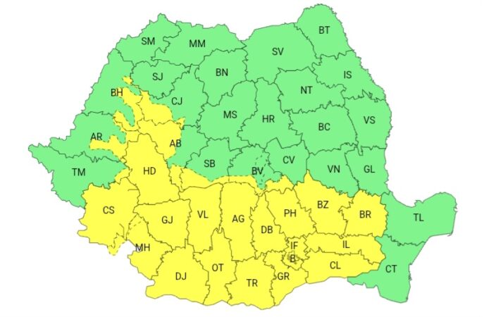 Dâmbovița este sub COD GALBEN de FURTUNI:averse torențiale, vijelii și grindină Dâmbovița este sub COD GALBEN de FURTUNI:averse torențiale, vijelii și grindină